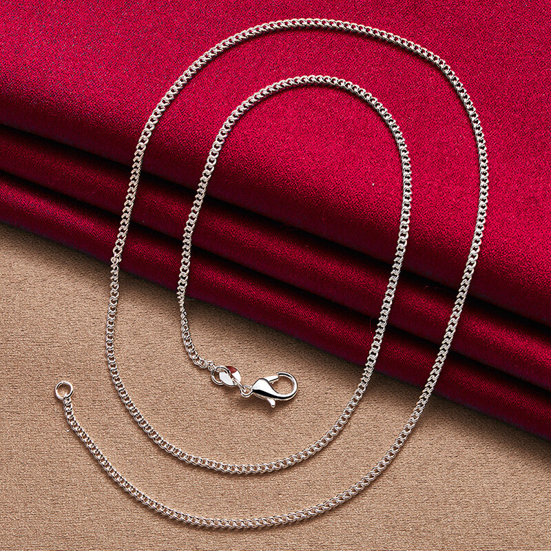 SHSTONE-collar de plata de ley 925 para mujer, cadena trenzada de 2mm, 40-75cm, accesorios de boda para fiesta, joyería de moda