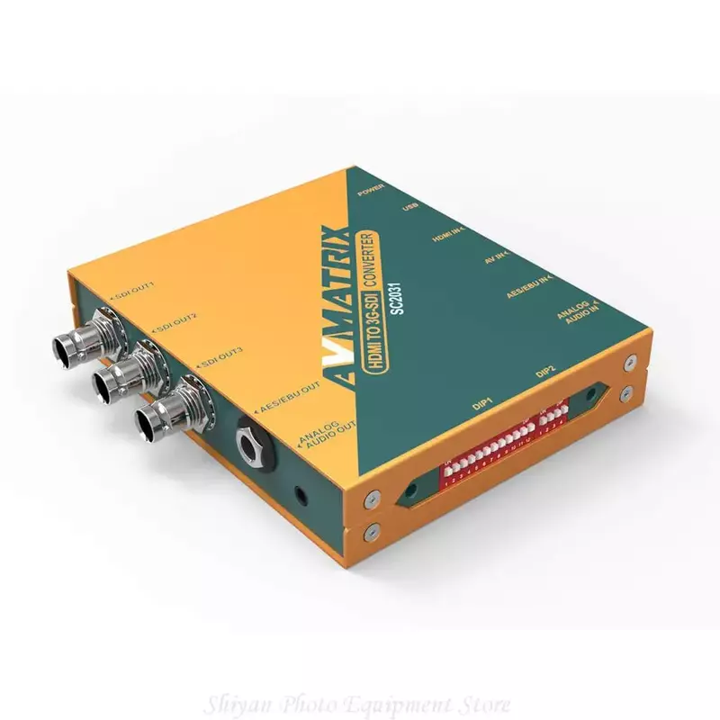 AVMATRIX-Convertidor de escalado SC2031, HDMI a 3G-SDI, Triple paralelo, salidas SDI, incrustación de Audio con Control de interruptores DIP