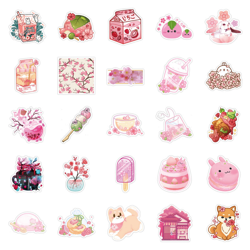 10/30/50PCS Cartoon Pink Sakura Sticker Graffiti iPad Luggage  Car Guitar DIY Personalized Wall Sticker Toy Decoration Wholesale