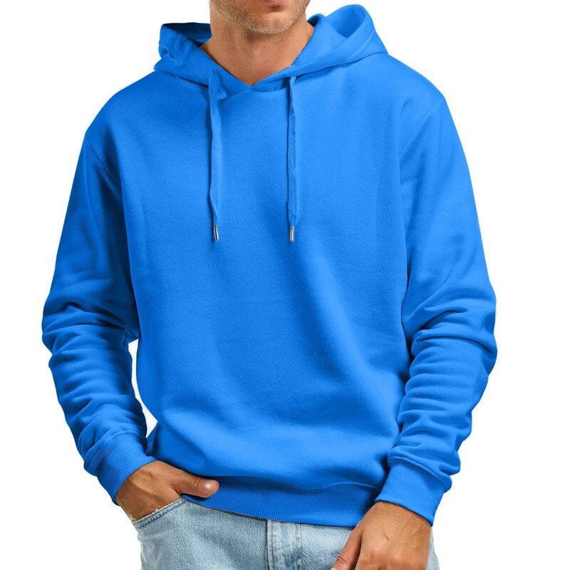 Hoodie hangat untuk pria, Sweatshirt multiwarna baru musim gugur musim dingin 2023, Pullover bulu bertudung warna Solid kualitas tinggi