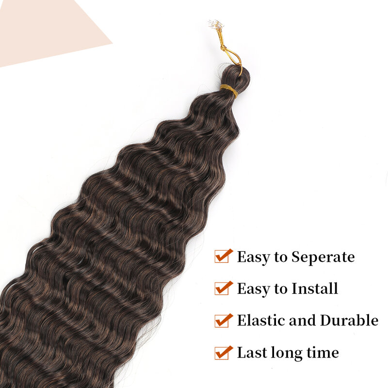 Ocean Wave Crochet Hair for Women, Long Deep Wave, Curly Braiding Hair, Soft Synthetic Curly Crochet Hair, 22 in