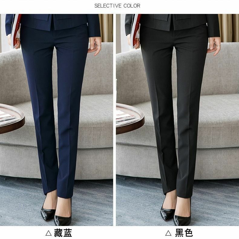 Suit Pants Spring and Autumn Business Working Draping Suit Pants Women Straight Mid-Waist Baggy Jogger Pants Black Work Pants