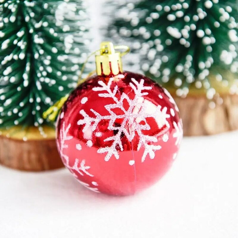 크리스마스 트리 장식 페인트 크리스마스 공 전기 도금 펜던트, 눈송이 크리스마스 공, 6cm 플라스틱, 6 개