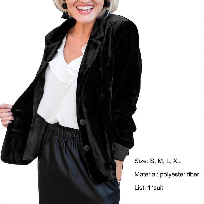 Blazer feminino de peito único, roupas de lapela finas, casaco monocromático, casaco quente para senhora do escritório, outono e inverno