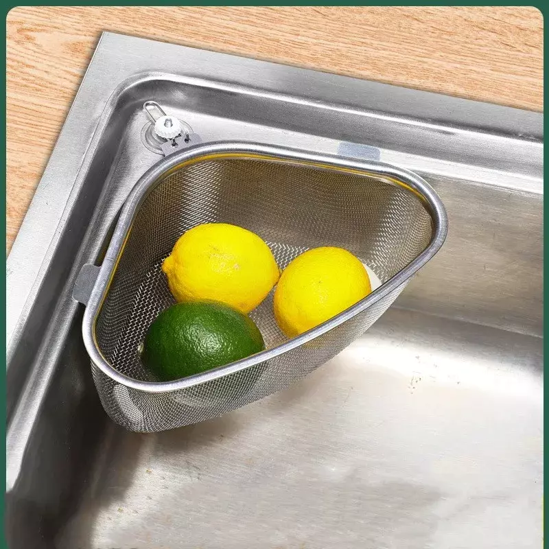 Треугольная корзина для кухонной раковины из нержавеющей стали, корзина фильтра для мусора, сито для фруктов и овощей