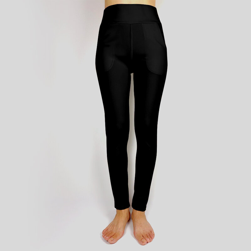 LETSFIND-Leggings femininas de cintura alta com bolsos, calças fitness, elástico, preto sólido, bolsos interiores, super macio, alta qualidade