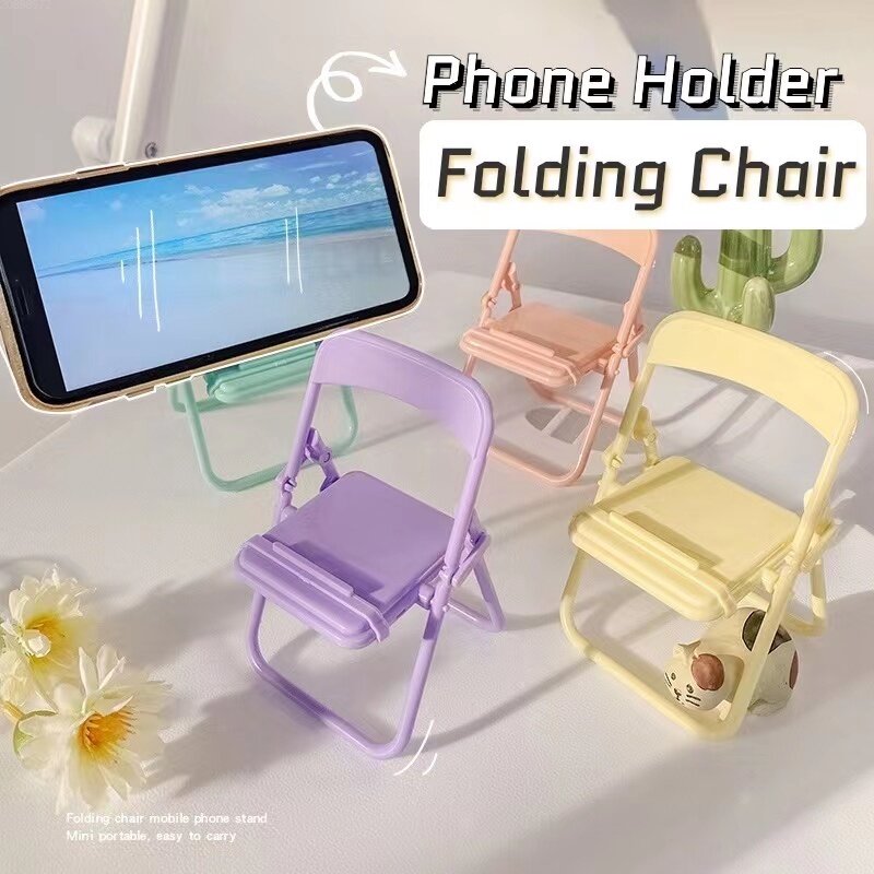 Portable Mini Mobile Phone Holder Stand Desktop Chair Adjustable Cellphone Mount Foldable Lazy Desk Tablet Bracket Smartphone