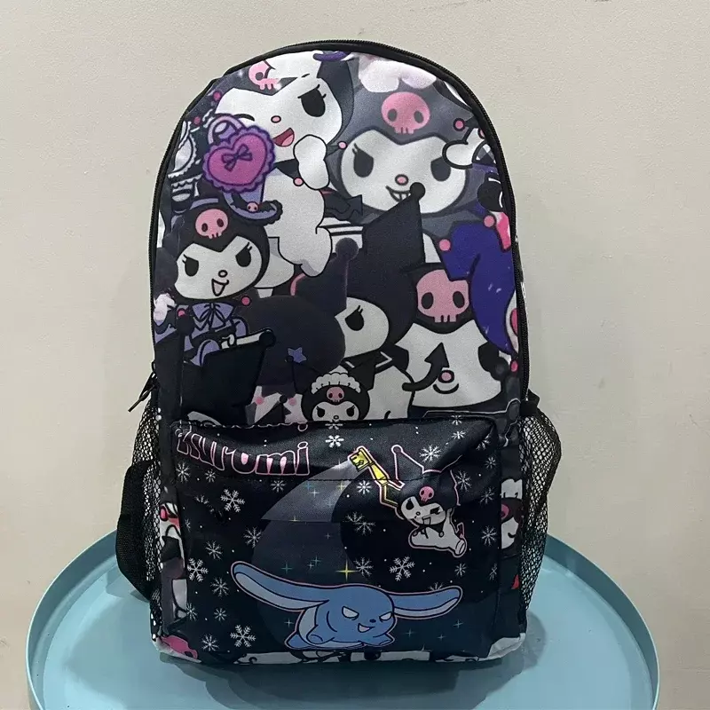 Miniso-Sanrio Kuromi Mochila Impermeável de Grande Capacidade para Crianças, Anime Cosplay Bag, Bolsa de Viagem, Bolsa Quadrada Estudantil, Presente Menina
