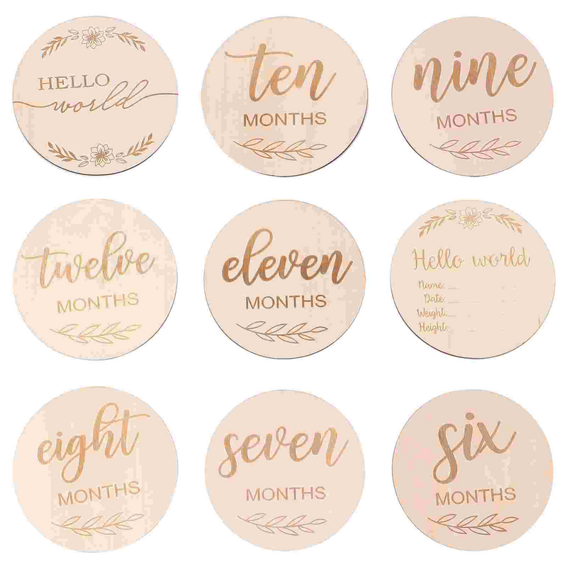 Photograph Wood Chips Baby Milestone Cards Boy Gifts Monthly Wooden Birthday Newborn Sticker Disc Infant