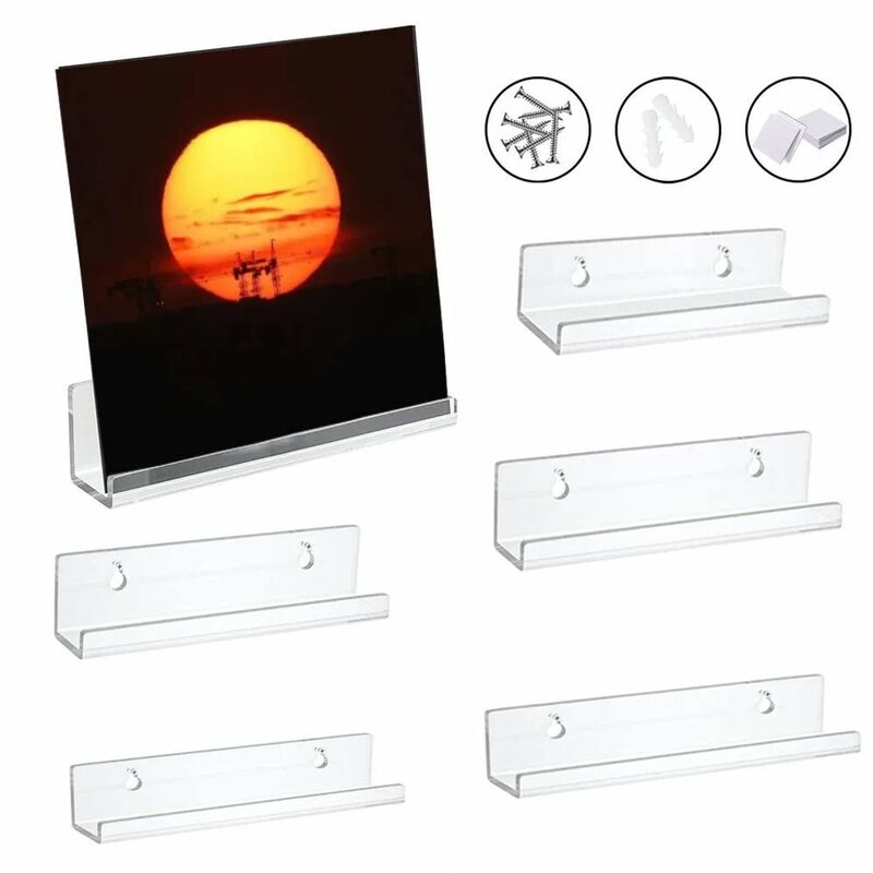 Criativo Wall Mounted Vinyl Record Display Stand, Acrílico CD Prateleira, Clear Holder, 4 ", 7", 12"