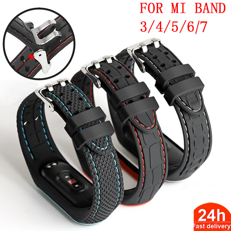 Tali untuk Mi Band 7 6 5 Gelang Olahraga Sabuk Silikon Pengganti Gelang Jam Tangan Pintar untuk Xiaomi Mi Band 3 4 5 6 Tali