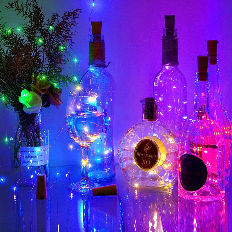 2 متر 20LED الفلين على شكل زجاجة سدادة ضوء الزجاج النبيذ LED الأسلاك النحاسية سلسلة أضواء لعيد الميلاد أضواء ديكور حفلات الزواج