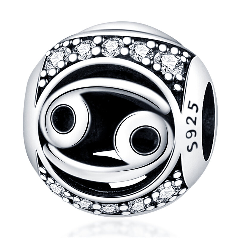 Diskon Besar 925 Perak Murni 12 Konstelasi Manik Jimat Cocok Asli Gelang Pandora untuk Wanita Perhiasan Ulang Tahun Mode Hadiah