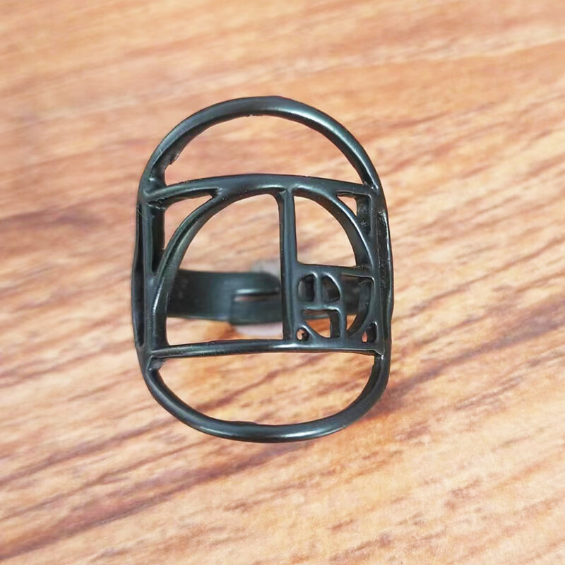 Fiboneci anillo de proporción dorada libre para ajustar el tamaño plateado joyería de Geometría Sagrada de Ciencia de moda para mujer