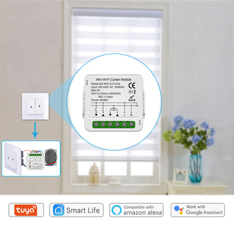 Módulo de interruptor de cortina inteligente Tuya ZigBee WiFi, persiana enrollable, Motor eléctrico, Control de voz Smart Life para Alexa y Google Home