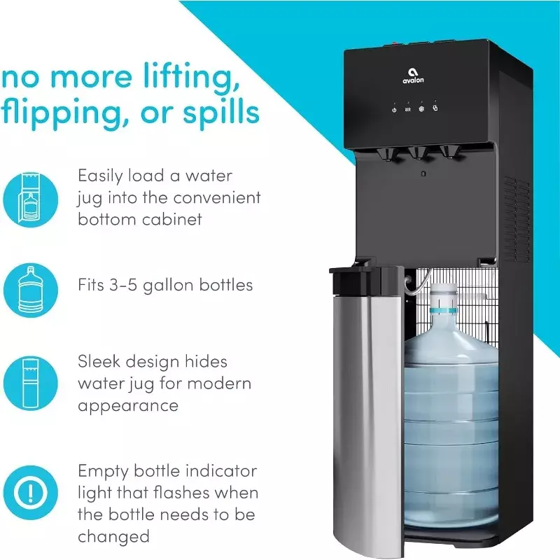 Avalon Bottom Loading Water Cooler Water Dispenser with BioGuard- 3 Temperature Settings - Hot, Cold & Room Water