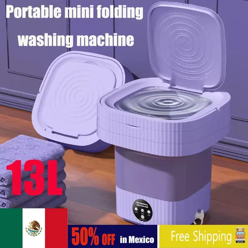 Celana dalam mesin cuci lipat Mini, celana dalam kaus kaki 13L portabel, mesin cuci otomatis dapat ditarik, pencuci Bra rumah