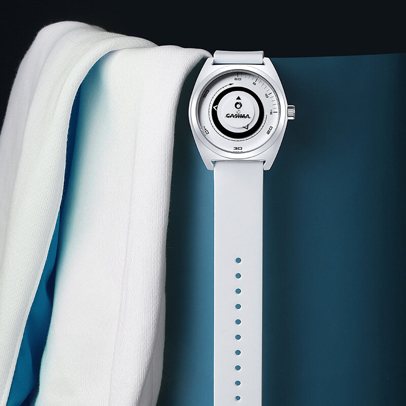 Relógio de pulso de quartzo impermeável unisex, mostrador simples, pulseira de silicone, preto e branco, presente do dia dos namorados dos homens, moda lazer menina