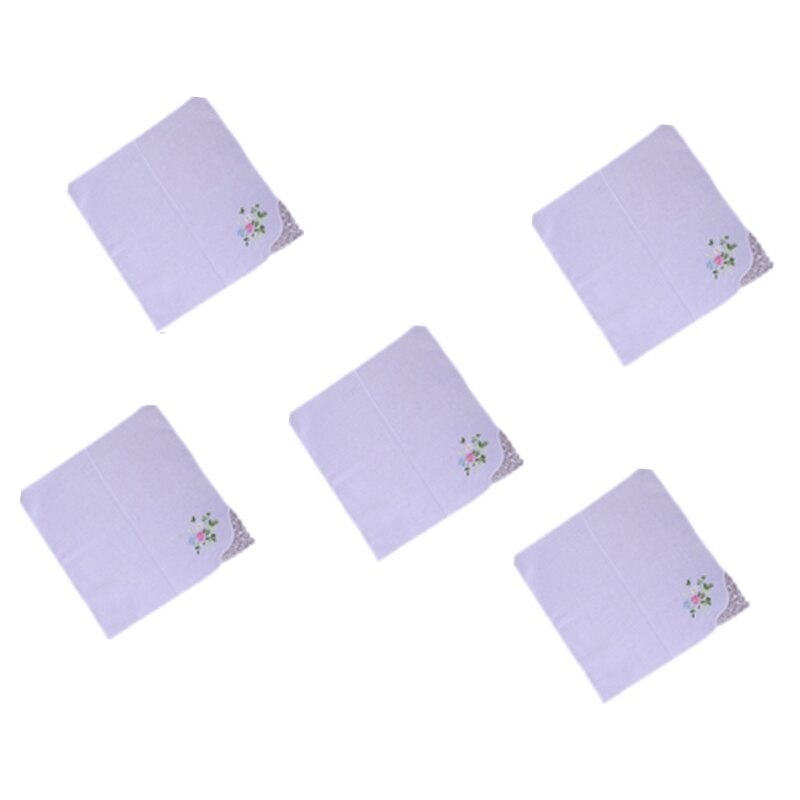 Plain Handkerchief Women Man HighAbsorbent Sweat Towel Embroidery Flower Hankie