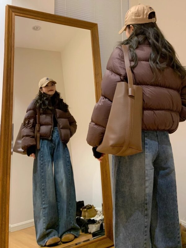 2022 Frauen Winter warm unten Baumwoll jacke Kurz mantel Student Teen Mädchen Baumwolle gepolsterte Kleidung weibliche Langarm Parka Oberbekleidung