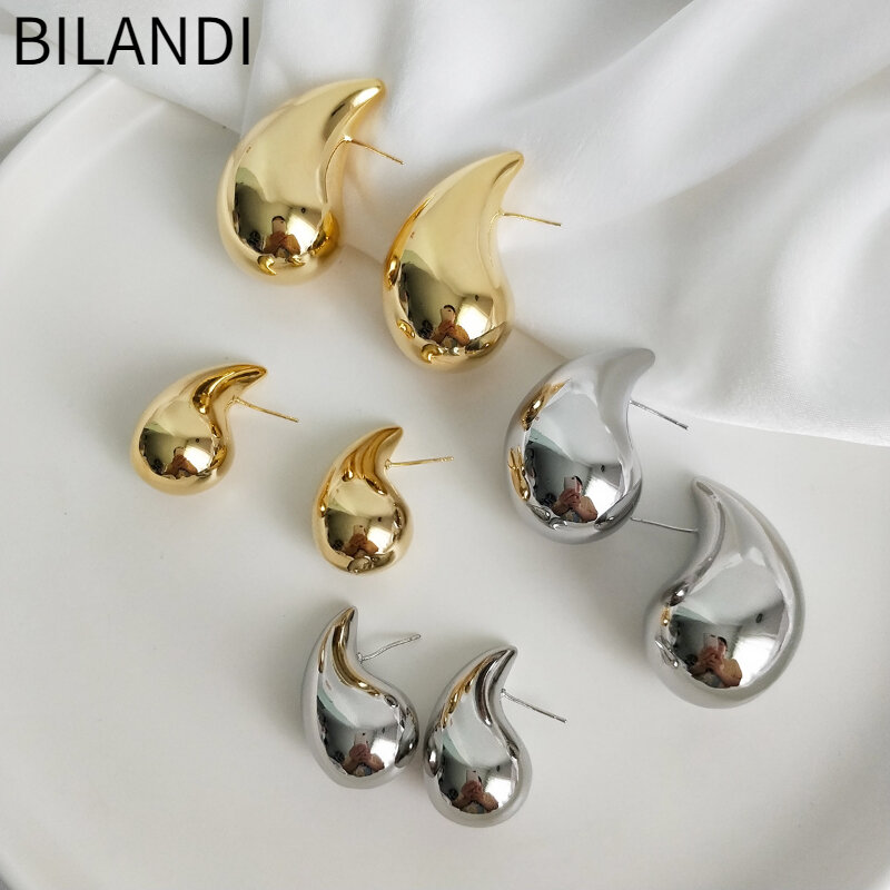 Bilandi modernen Schmuck neue versilberte Goldfarbe Teardrop Ohrringe für Frauen Mädchen Geschenk heißen Verkauf beliebte Ohr Accessoires