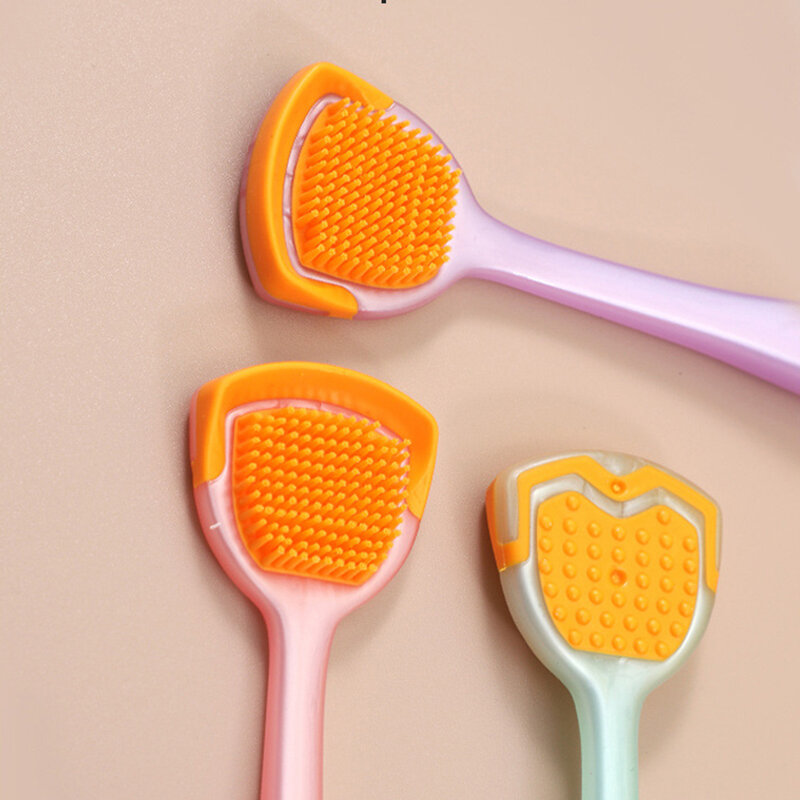 Soft Silicone Tongue Brush Double-sided Tongue Coating Scraper Tongue Coating Cleaning Toothbrush Oral Hygiene Care Accessories