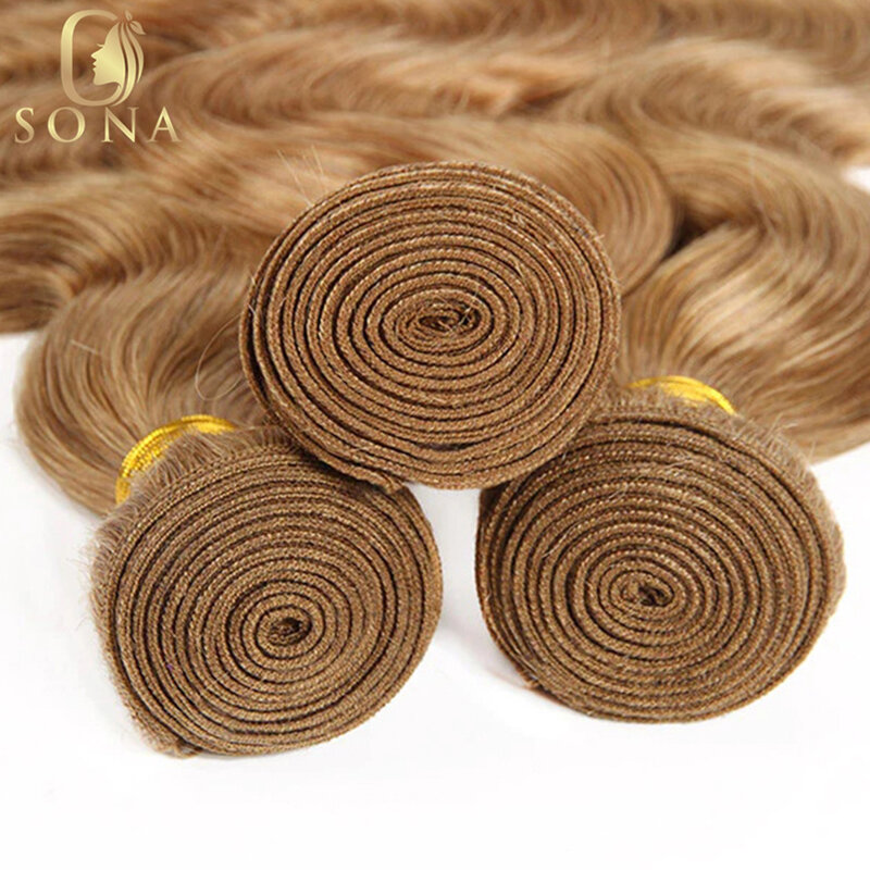 27# Honey Blonde Bundles Body Wave Human Hair With 4x4 Closure 13x4 Frontal Brazilian Remy Colored 3 Bundles Hair Extensions