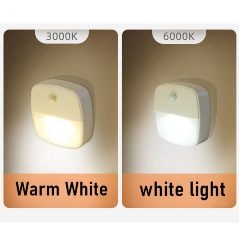 PIR Smart Motion Sensor LED Night Light, luzes do armário para casa, corredor, WC, corredor, escada, cozinha, quarto, lâmpada, 2pcs