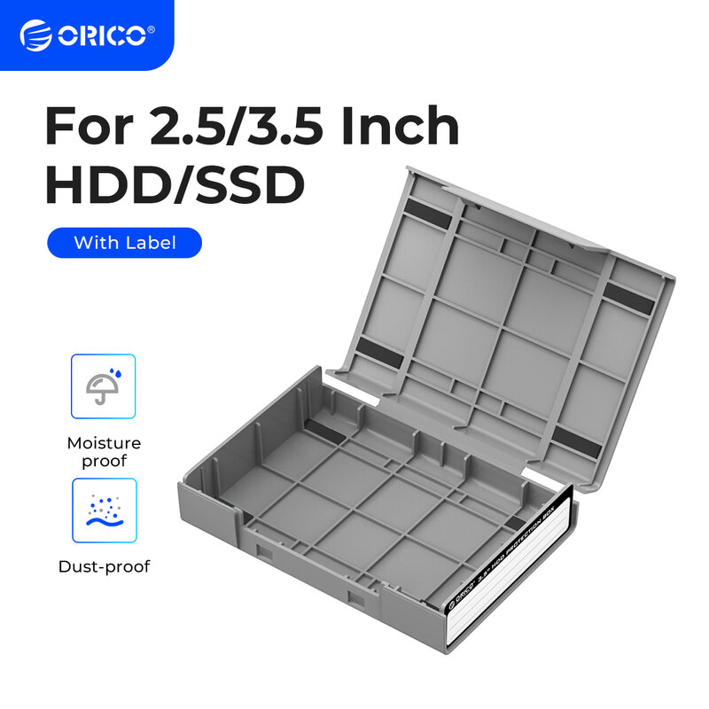 ORICO-Boîte de rangement externe pour disque dur SSD, boîtier de protection HDD, conception d'étiquette, étanche à l'humidité, 3.5 pouces