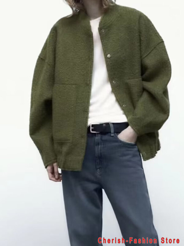 女性用の長袖ジャケット,ボタン付きのルーズフィット,ファッショナブル,カジュアル,冬