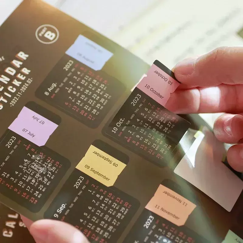 Autocollants de calendrier Kawaii, étiquettes d'index de licence de journal, signets pour ordinateur portable, étiquette d'agenda, bureau d'acquisition, 2024