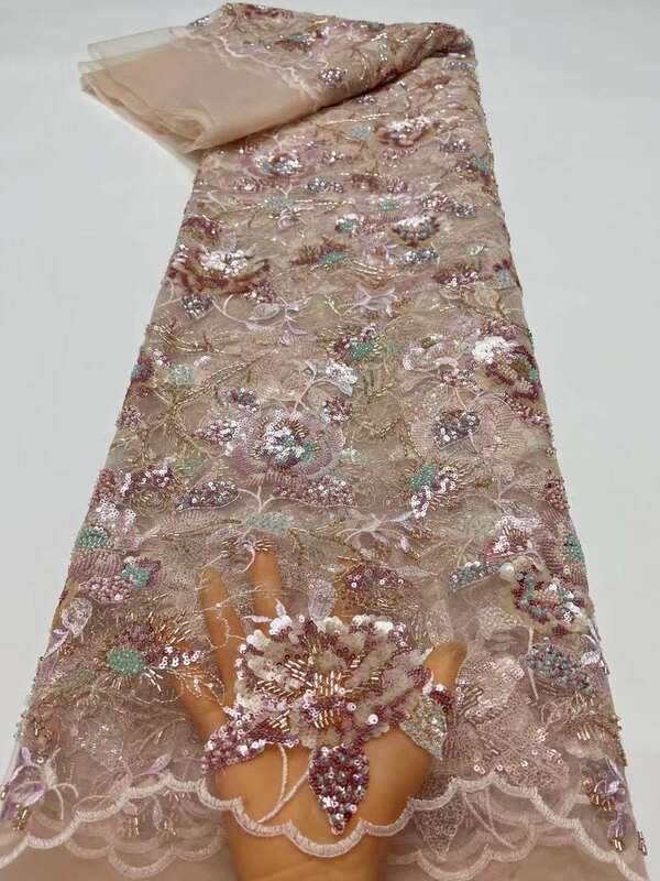 Африканская кружевная ткань 2024 блесток вышивка бисером нигерийский Свадебный костюм жениха Высокое качество Французский Тюль кружевная ткань для свадьбы