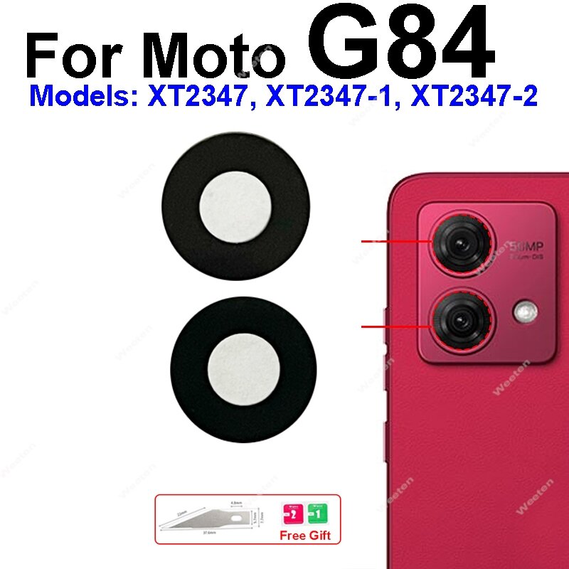Kaca lensa kamera belakang untuk Motorola MOTO G14 G24 G34 G54 G84 G42 G24 bagian reparasi stiker perekat lensa kaca kamera belakang Daya
