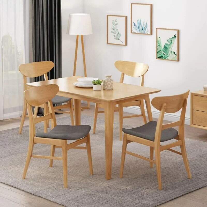 Christopher Knight Home Heather Mid-Century Modern Dining Chairs (Set of 4), Dark Gray, Natural Oak