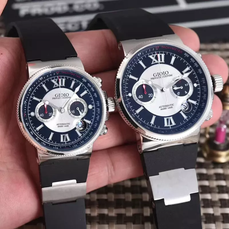 Luxury New Men Women Quartz Chronograph Watch Black Blue Rubber Sport Watches