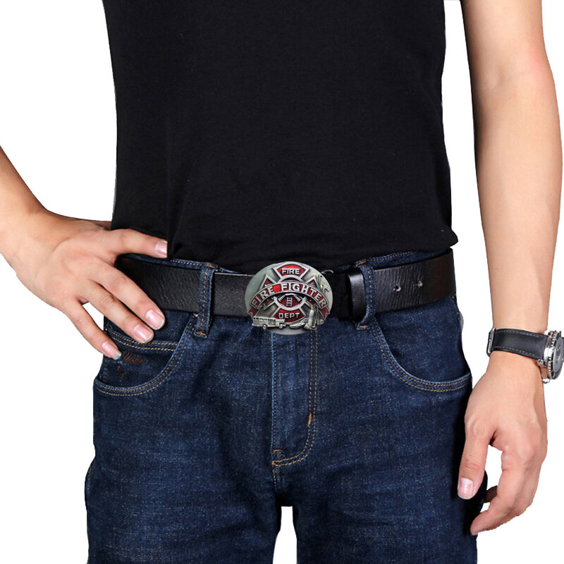 Cheapify Dropshipping Western Cowboys Fire Fighter Belt Buckle for Men Oval Hero Male Evillas Para Cinturon Hombre