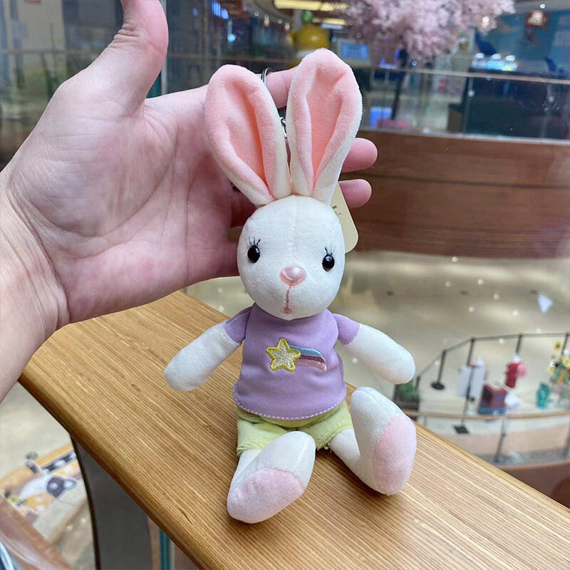 23CM Cartoon Cute Rabbit Doll Plush Keychain Pingente Soft Stuffed Animal Plush Brinquedos Mochila Schoolbag Pendant Kid's Presentes