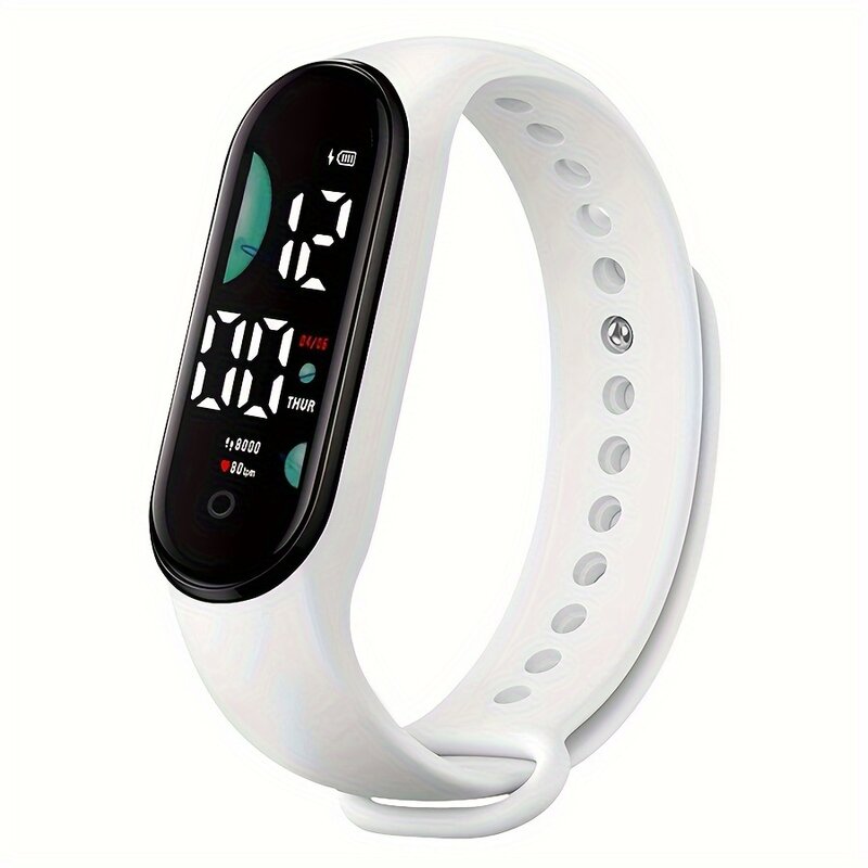 LED Digital Waterproof Sports Watch with Silicone Strap, Running Light, 24-hour Calendar, Suitable for Daily Wear, St, 1Pc