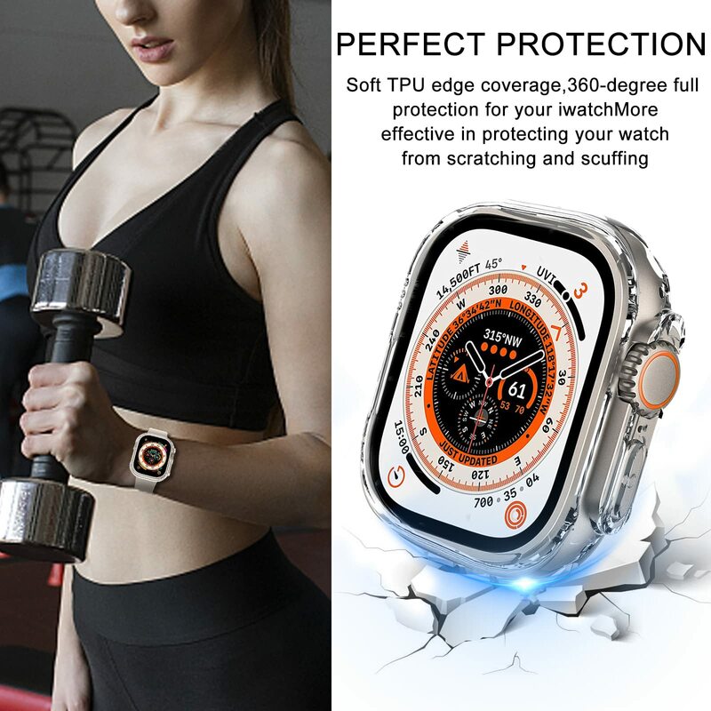 Funda transparente para Apple Watch, Protector de pantalla para Apple watch Ultra 49mm Series 8 7 SE 6 5 4 3 45MM 41MM 44MM 40MM