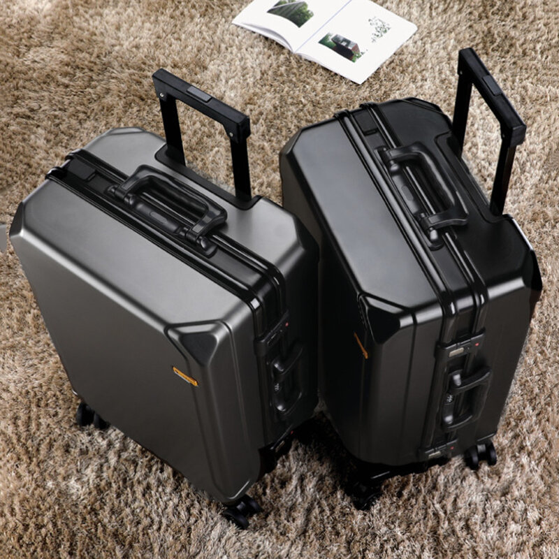 Equipaje rodante con marco de aluminio, maleta con carrito de carga USB de 20/24/26/28 pulgadas, equipaje de viaje con contraseña para estudiantes, nueva moda