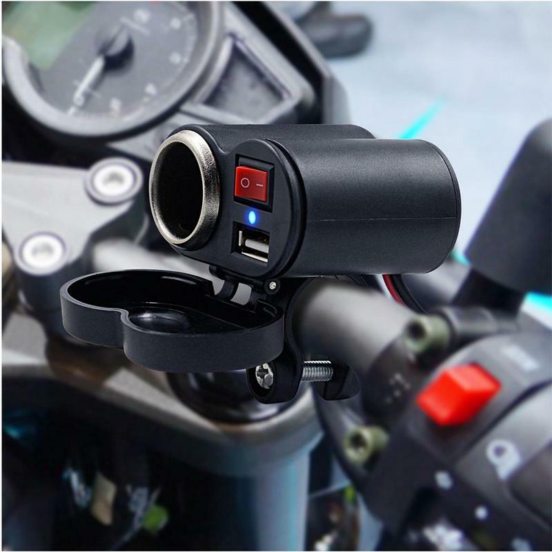 Прикуриватель для мотоцикла розетка USB зарядное устройство водонепроницаемая розетка прикуривателя с переключателем на руль и зажимом для зеркала заднего вида
