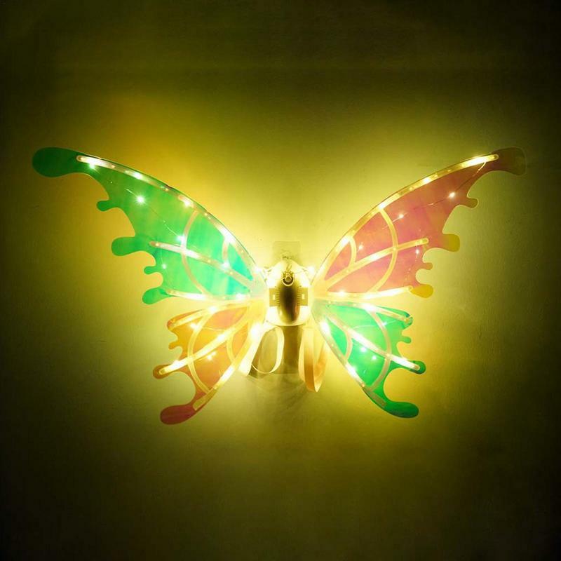 Ailes de papillon avec lumière et musique, aile électrique de lutin qui brille, aile d’ange pour déguisement d’Halloween, décoration de fête d’anniversaire joyeux pour les filles