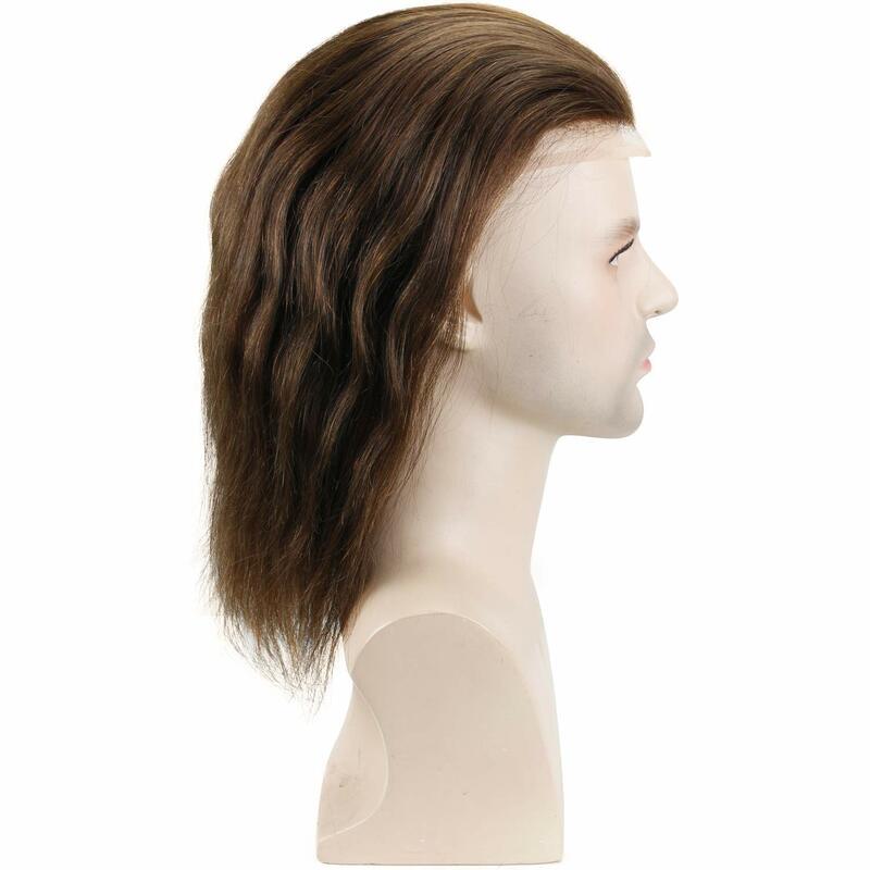 Французская кружевная Передняя Мужская парик 12 дюймов, сменная система длинных волос для европейских натуральных человеческих волос, передние парики на сетке