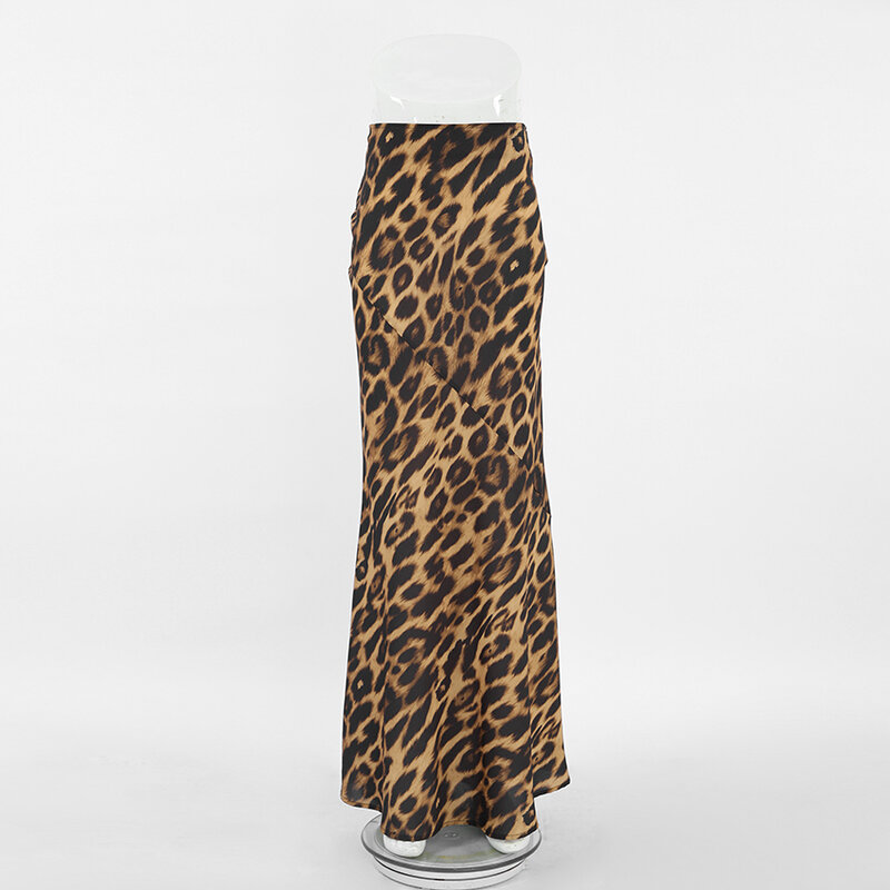 Женские летние Облегающие юбки, элегантная женская пляжная одежда, 2024, прозрачная шифоновая Женская юбка с леопардовым принтом, длинная юбка с высокой талией