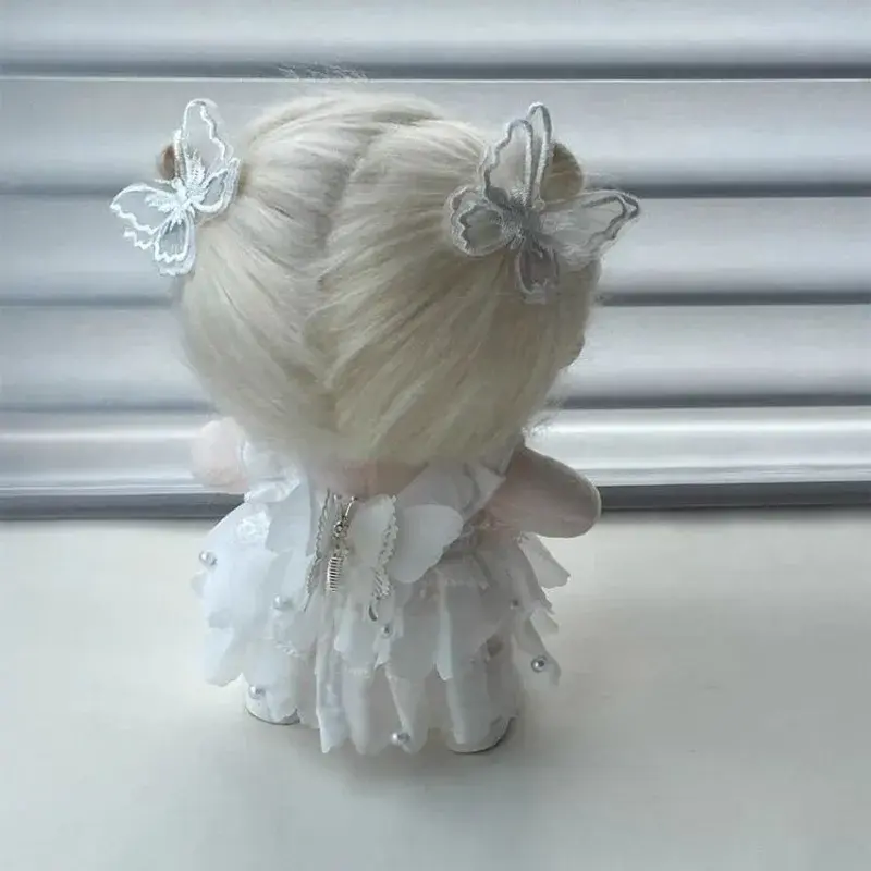 20cm doll fairy air floating, little fairy baby clothes, cotton doll clothes, white gauze skirts with hair clips