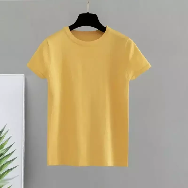 Sommer Damen Basic Baumwolle Mode T-Shirt Strick Kurzhemd Ärmel hohe Elastizität atmungsaktiv o Hals Einfachheit Unterwäsche