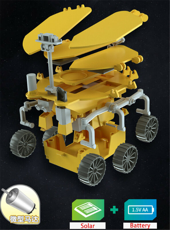 DIY Assembly Solar Mars Rover Electric Mechanical Car Science Tech Puzzle Toy Bionic Smart Robot Car Toys Education Blocks Toys