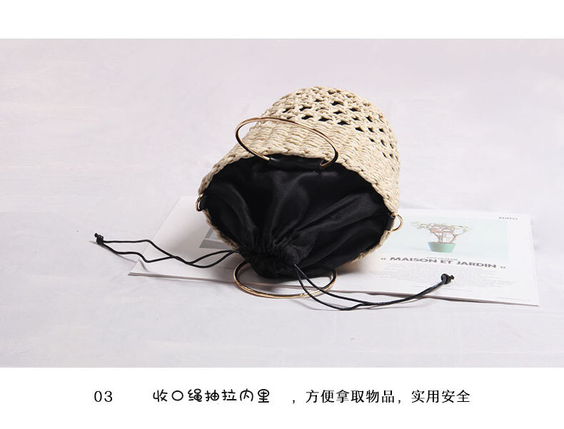 2022 novo saco de tecido de palha japonesa saco de mensageiro das mulheres sen série oco fresco verão all-match estilo ocidental balde saco