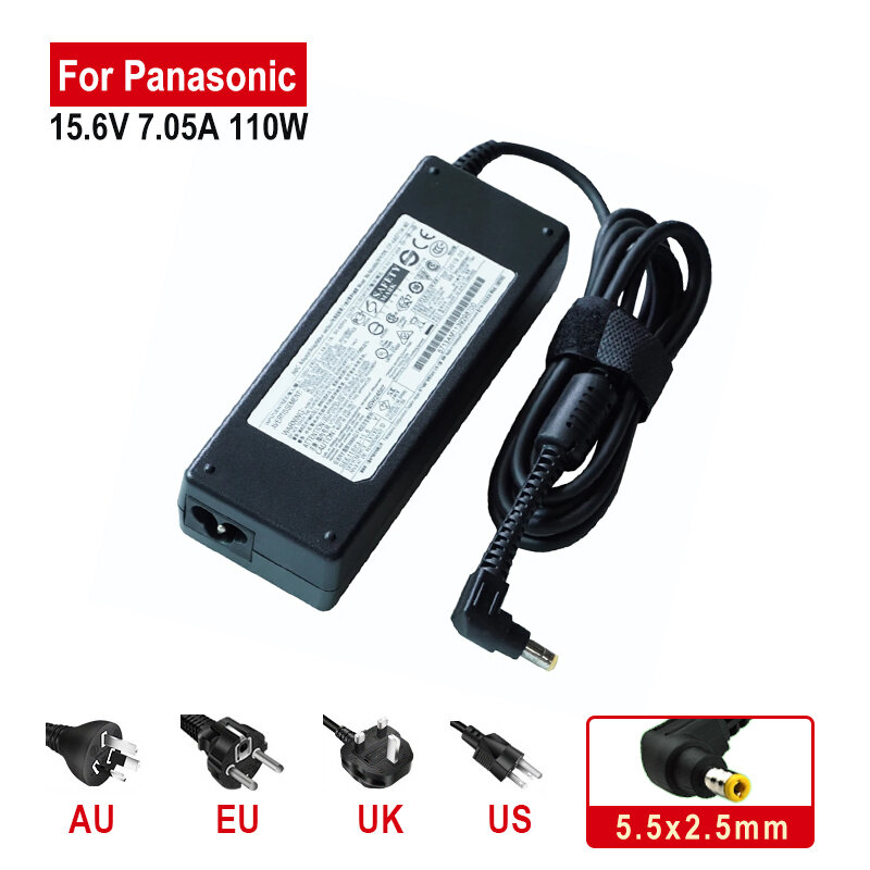 Panasonicタフブック用ac電源アダプター、スーパータッチラップトップスペシャルチャージャー、15.6v、7.05a、110w、5.5x2.5mm、ac、CF-31、CF-52、CF-53