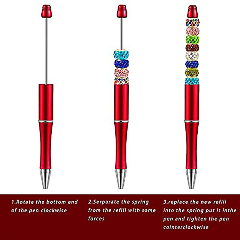 200Piece Bead Pens Wholesale Creative Plastic Beaded Pen Ballpoint Pen Printable Beadable Pen DIY Gift for Student Office